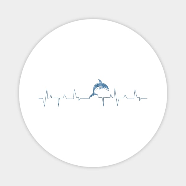 Heartbeat Dolphin Jumping Blue Magnet by Coumenole Design